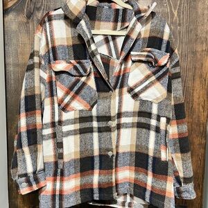Plaid Button-Up Shirt Jacket